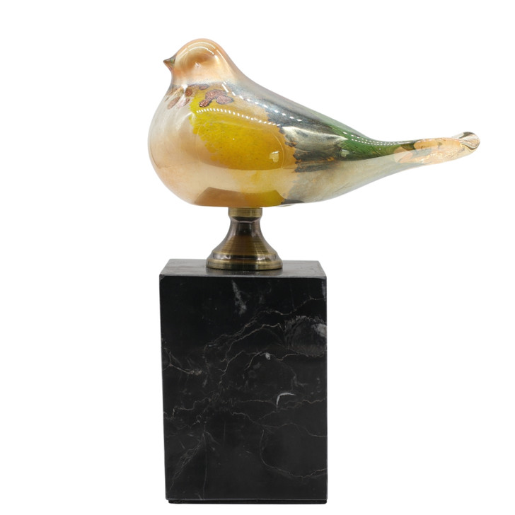 Tricoloured Bird on Marble Base Tall