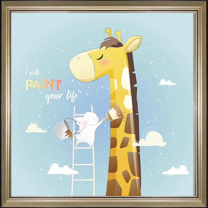 Giraffe with Hat Framed Print