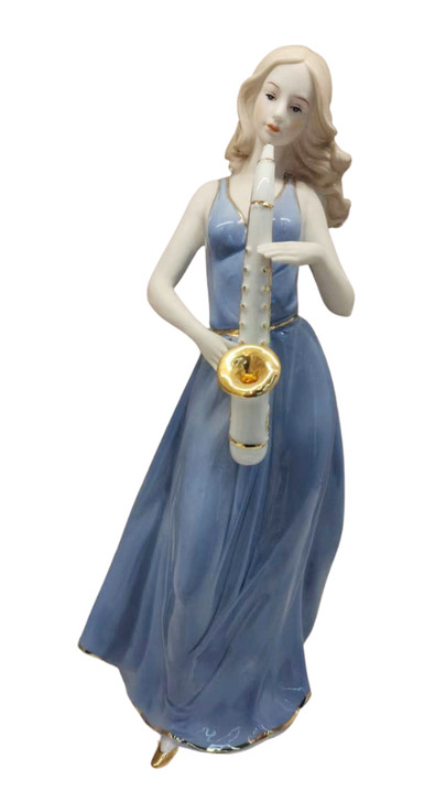 Lady with Sax Ceramic Statue