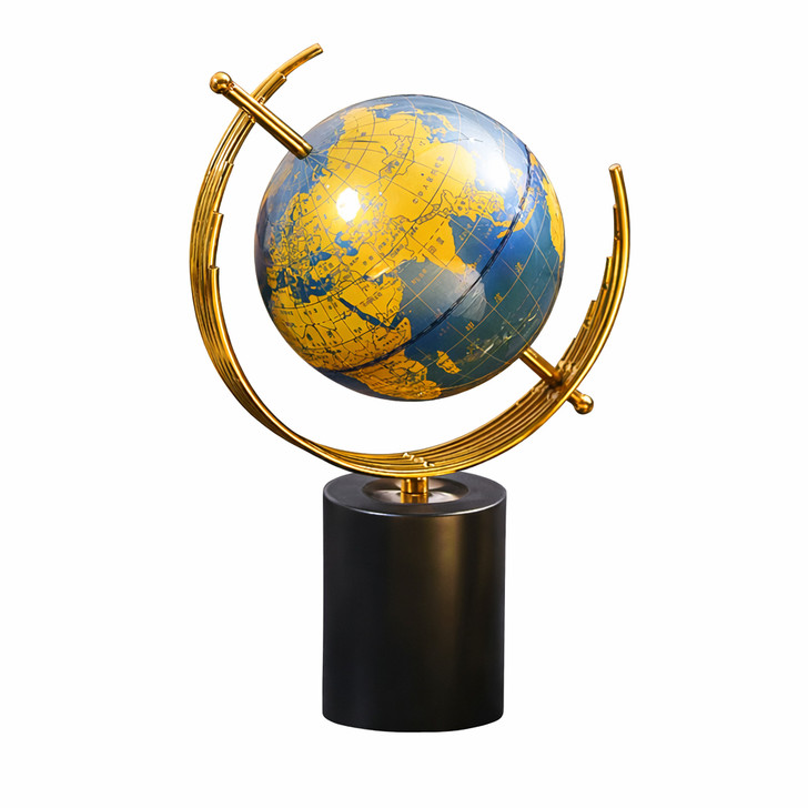 Worldly Globe Sculpture - 22 x 22 x 32cm