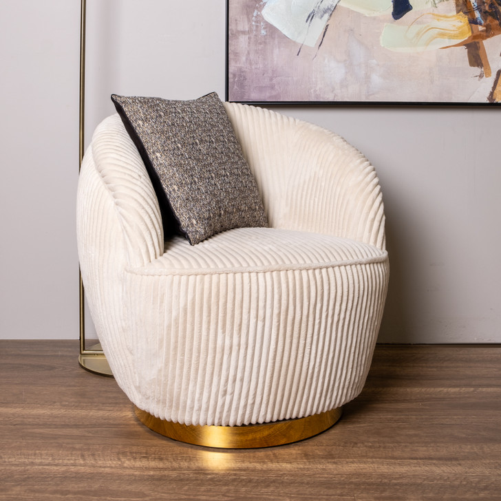 Maggie Swivel Armchair in Ivory Fabric