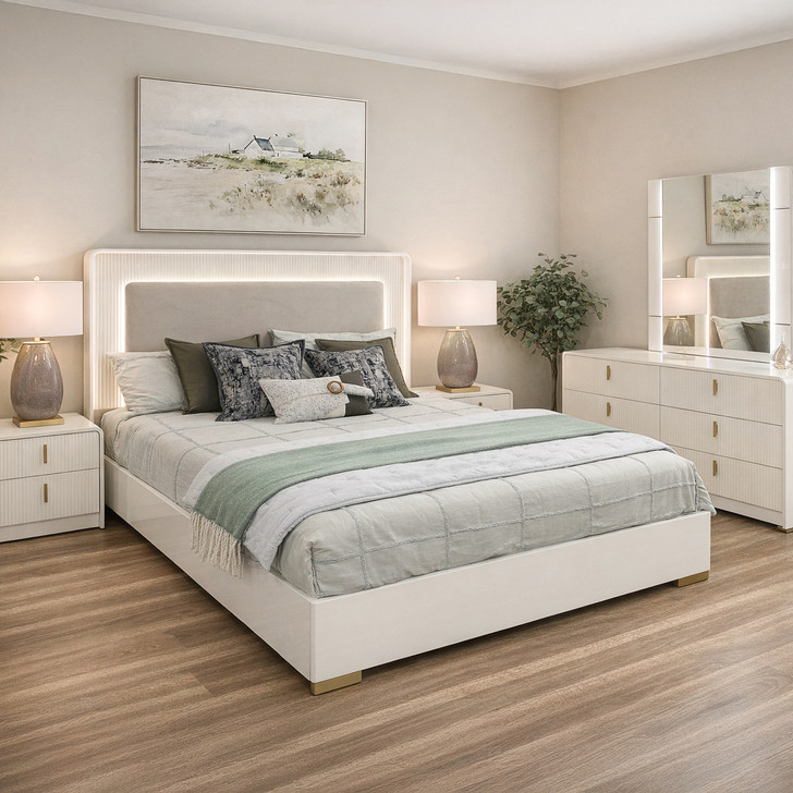 Yvonne Bedroom Suite in White & Gold
