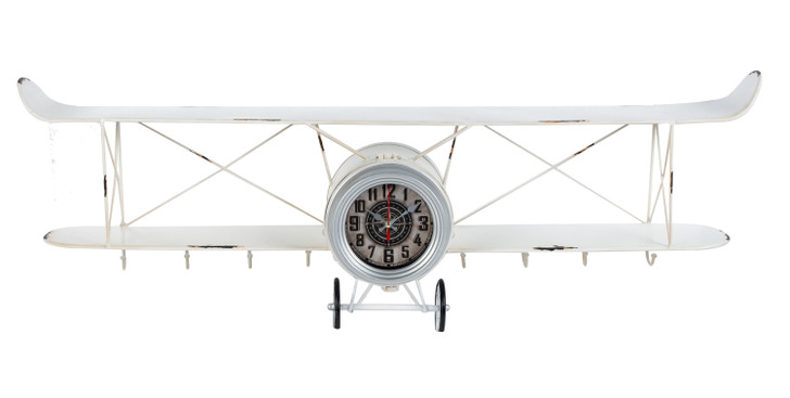White Metal Biplane Clock