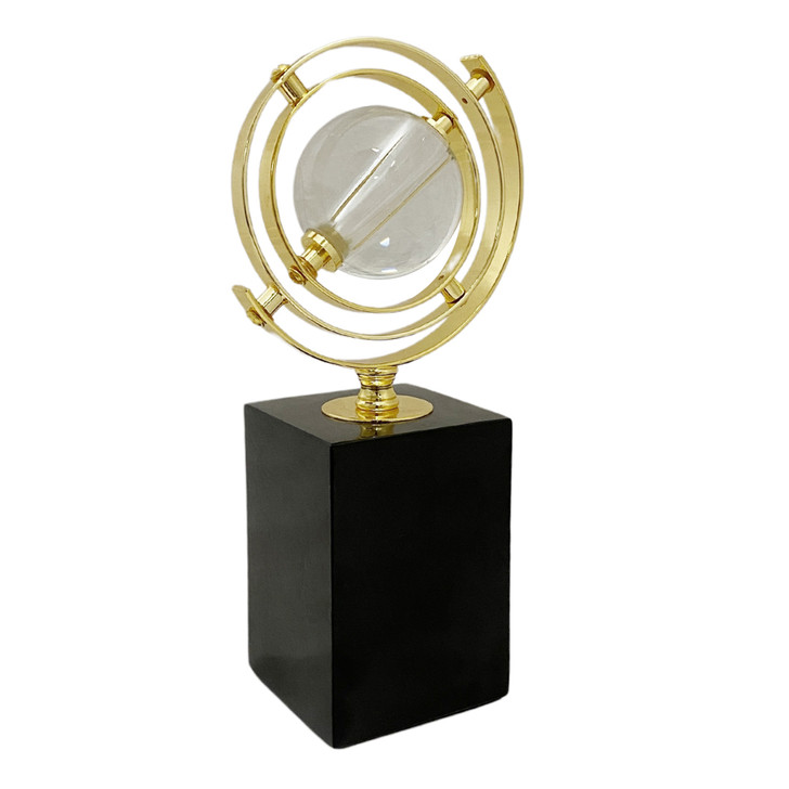 Orb on Black Marble Base - 12 x 7 x 24cm