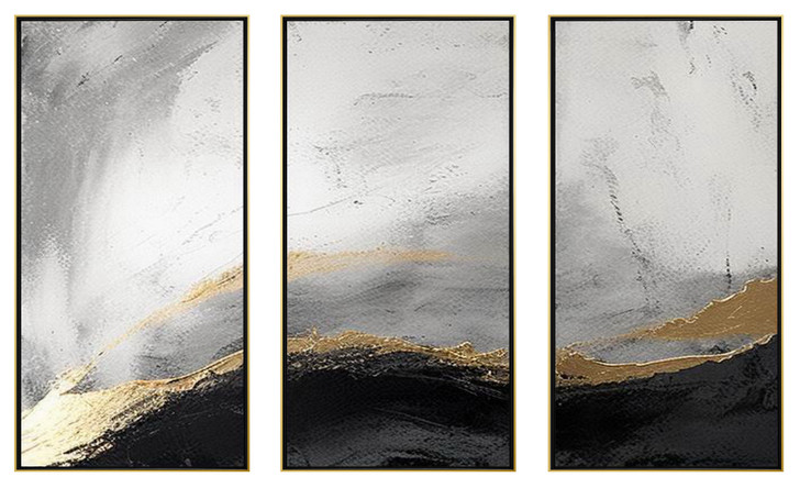 After The Storm Set of 3 Hand Painted Canvases with Gold & Black Frames