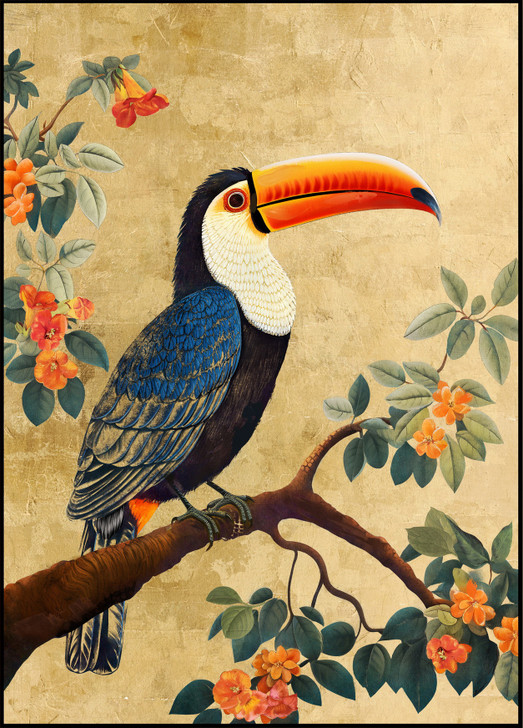 Toucan I Print on Canvas with Gold Foil Detail