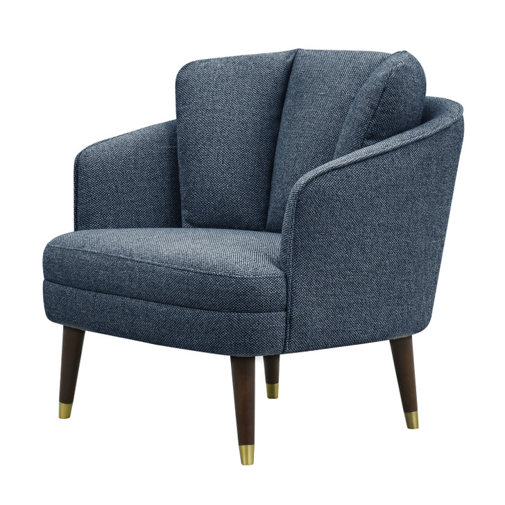 Snug Armchair in Blue Fabric Upholstery