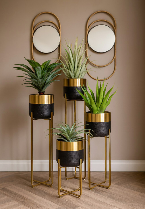 Dante Planters in Black & Gold