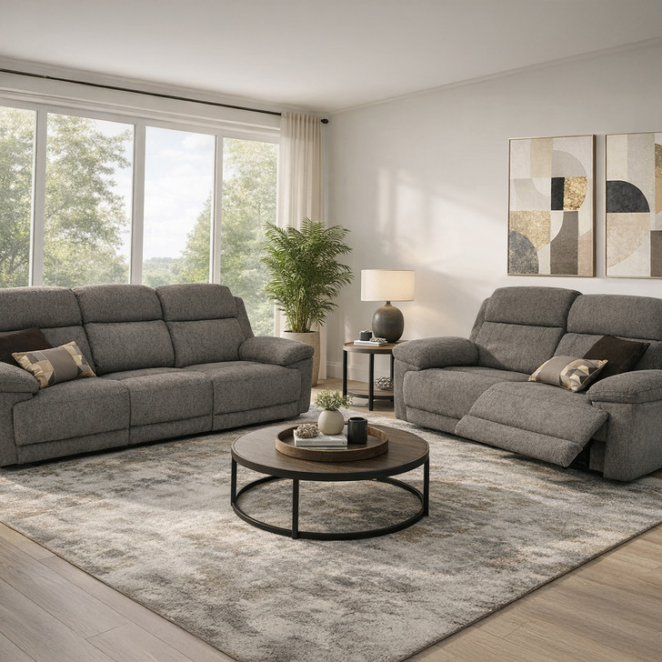 Matthew 3 Seater + 2 Seater Electronic Recliner in Dark Grey Fabric