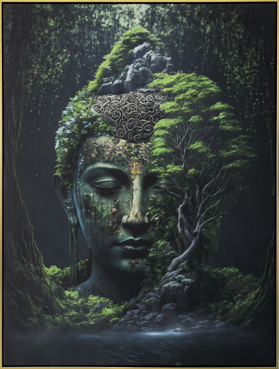 Life Force Hand Painted Canvas with Gold & Black Frame - 92.5 x 122.5 x 4.5cm