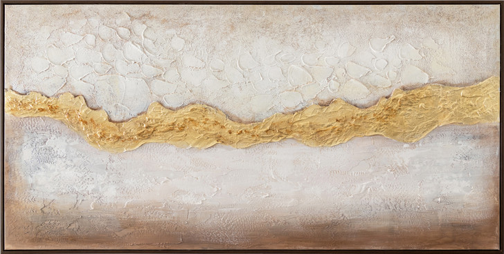 Earth's Movements Hand Painted Canvas with Walnut Frame - 142.5 x 72.5 x 4.5cm