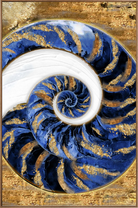 Conch II Print on Canvas with Gold & Black Frame - 82.5 x 122.5 x 4.5cm