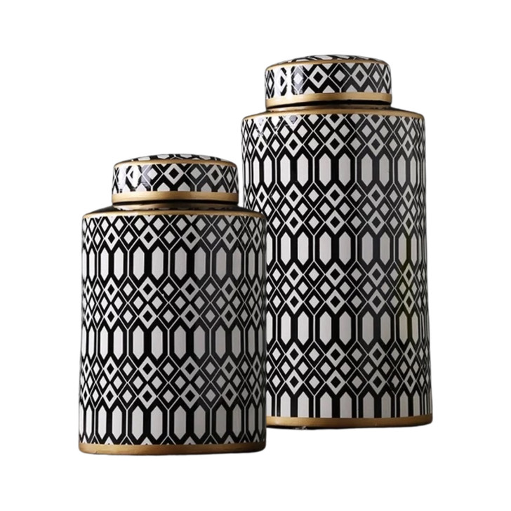 Intricate Ceramic Canisters (Tall & Short)