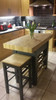 Butchers Block Double overhang with stools in colour "downpipe"