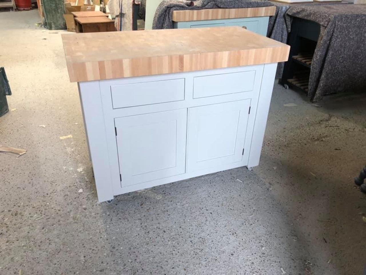 Butchers Block Kitchen Island Trolley On Wheels Castors Hand Painted   IMG 0430  10728.1594907448 