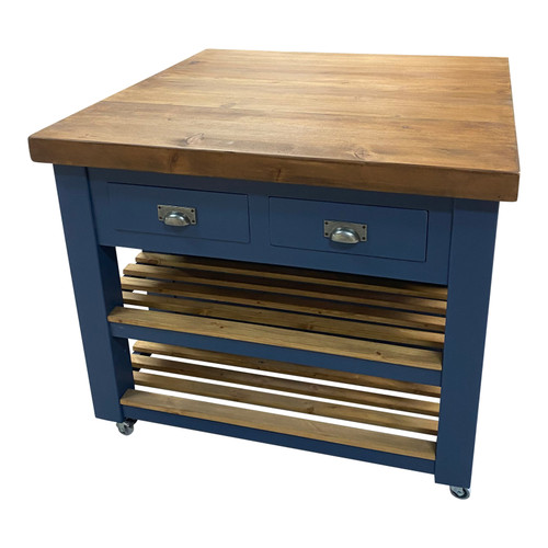 Also available in a larger size with 2 end drawers above slatted shelves and double way cupboard doors