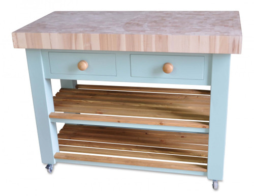 Butchers Block Kitchen Island Trolley On Wheels Castors Hand