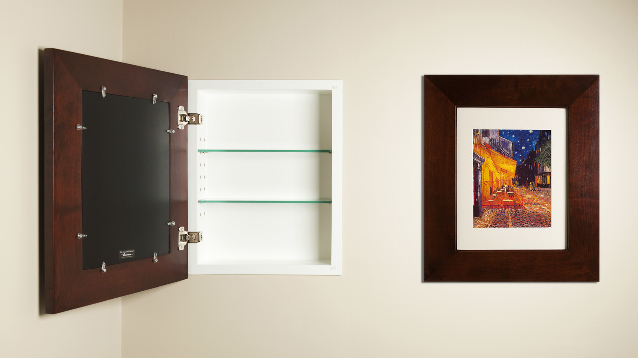 Large Espresso Recessed Picture Frame Concealed Medicine (14" x