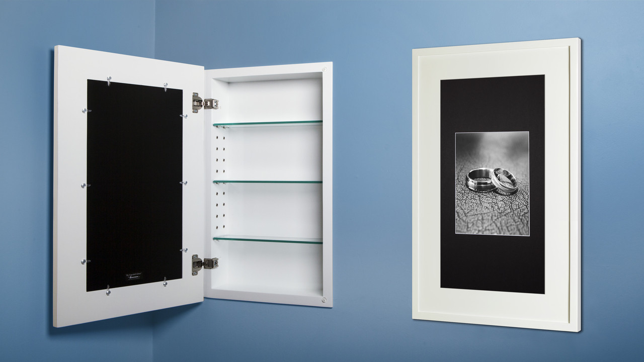 Extra Large White Concealed Cabinet Recessed In Wall Medicine
