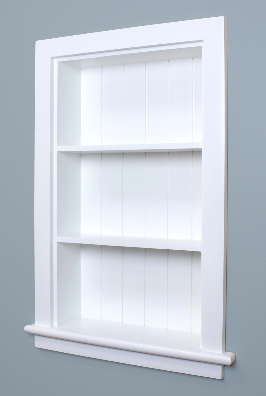 14x24 White Recessed Aiden Wall Niche W Beadboard Back By Fox