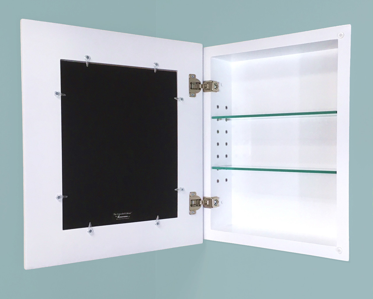 Regular White Shaker Style Recessed Picture Frame Concealed Medicine