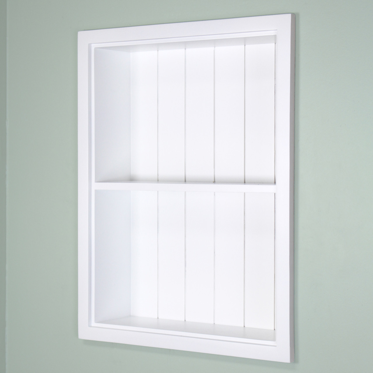 14x18 White Recessed Sloane Wall Niche (w/ beadboard back and one fixed