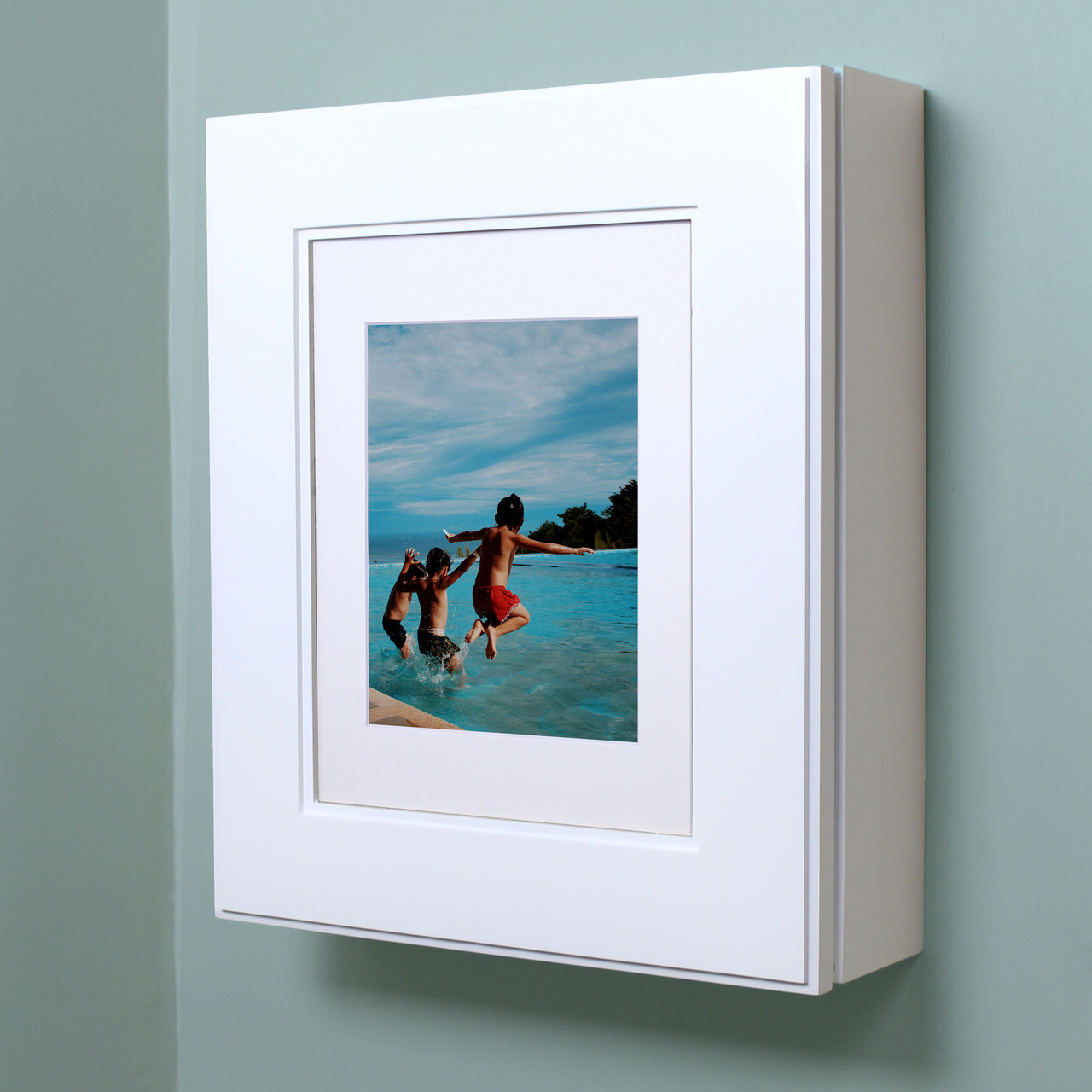 Shaker White Picture Perfect Medicine Cabinet Wall Mount Picture Frame Medicine Cabinet
