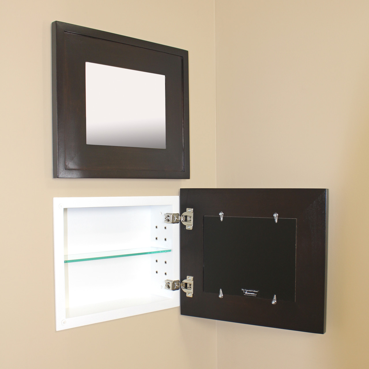 Large White Concealed Cabinet Recessed In Wall Medicine Cabinets