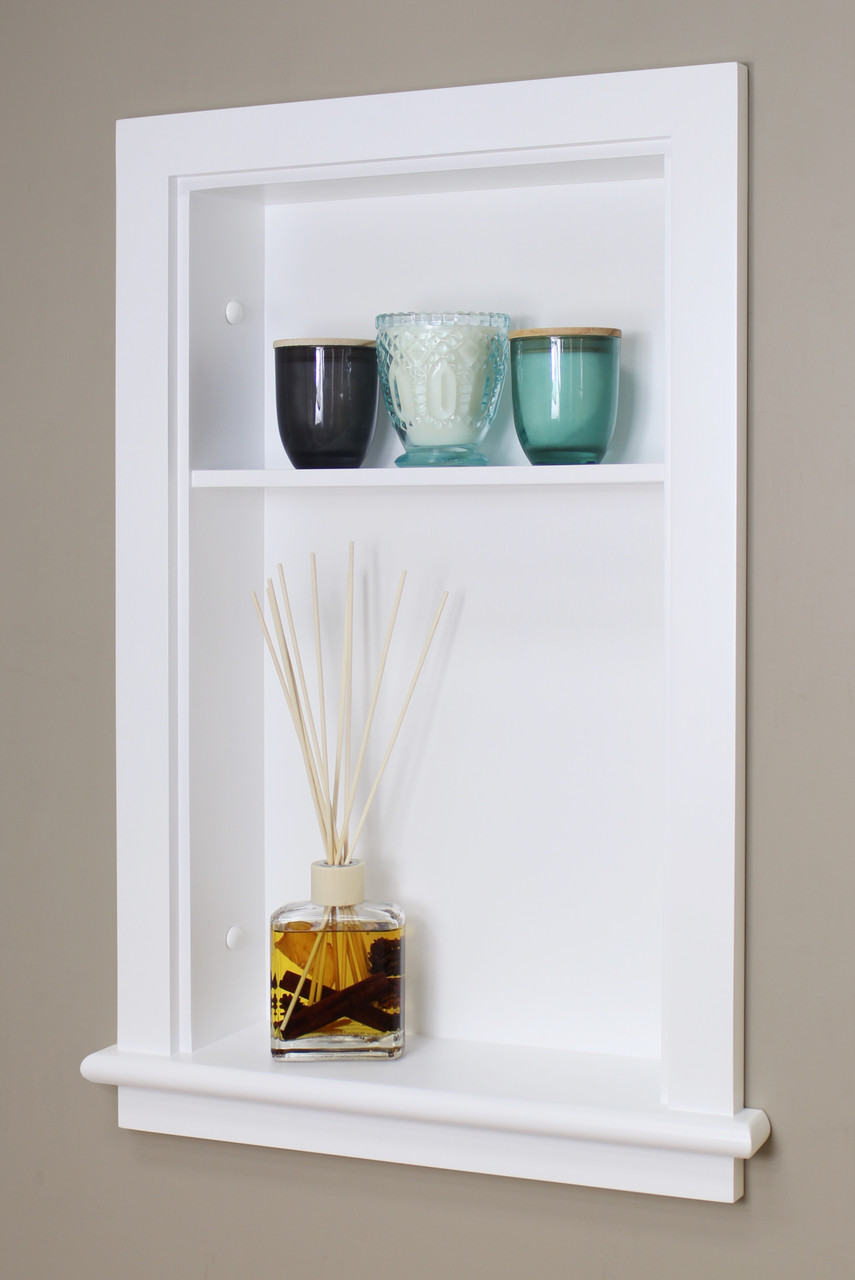 14x24 White Recessed Aiden Wall Niche (w/ plain back and one shelf) by Fox  Hollow Furnishings