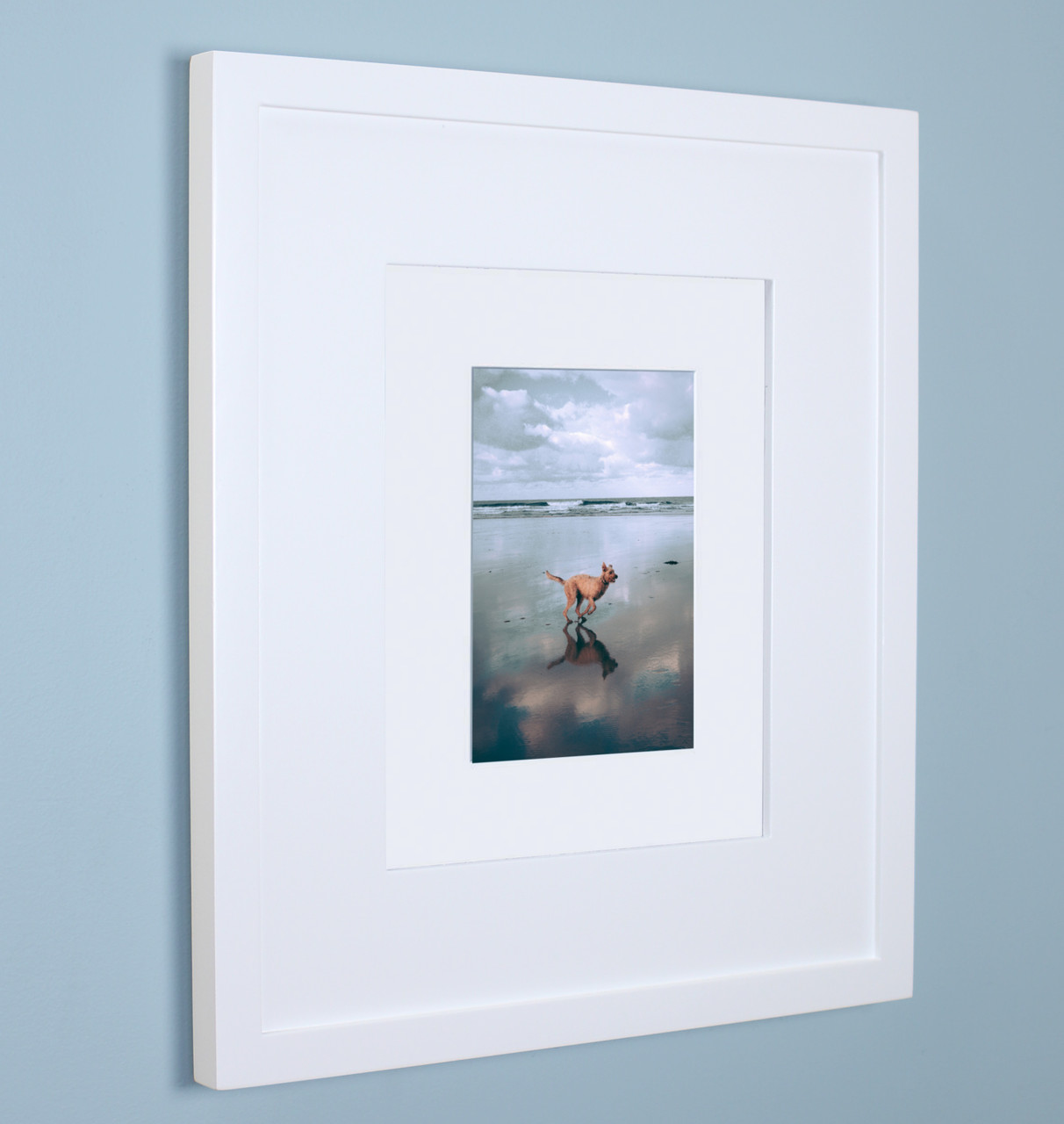 Compact Portrait White Contemporary Recessed Picture Frame