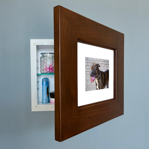 14x11 Compact "Landscape" Caramel Recessed Picture Frame Medicine Cabinet