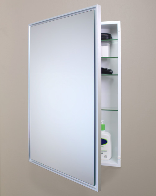 20x30 Parker Metro Metal Framed Rectangle Recessed Bathroom Medicine Cabinet with Floating Mirror, fits 18x28 In-Wall Opening, Brushed Nickel 20x30 Parker Metro Metal Framed Rectangle Recessed Bathroom Medicine Cabinet with Floating Mirror, fits 18x28 In-Wall Opening, Brushed Nickel