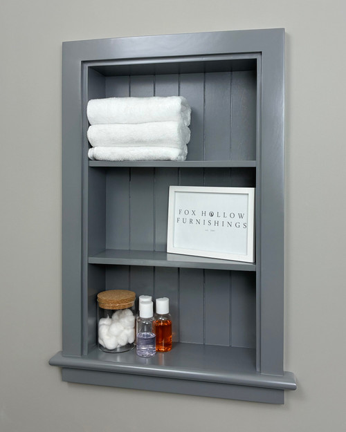 14x24 Dark Gray Recessed Aiden Wall Niche (w/ beadboard back) by Fox Hollow Furnishings