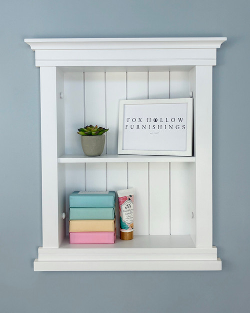 14x18 White Elliot Craftsman Recessed Wall Niche (w/ beadboard back) by Fox Hollow Furnishings