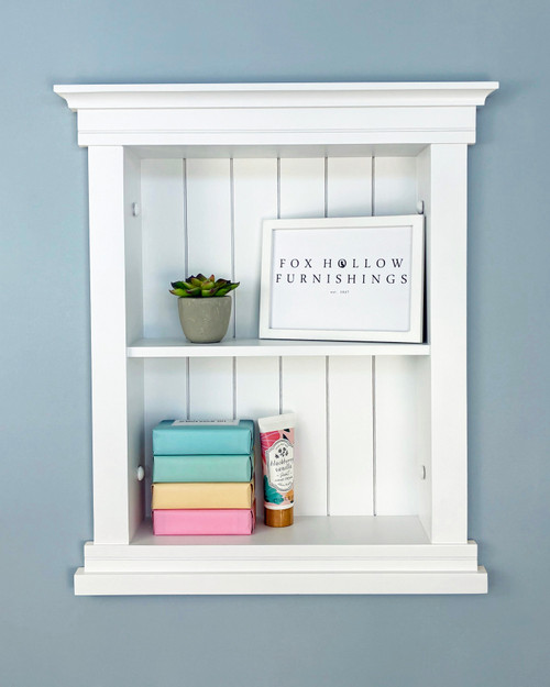 14x18 White Elliot Craftsman Recessed Wall Niche (w/ beadboard back) by Fox Hollow Furnishings