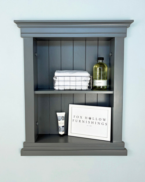 14x18 Dark Gray Elliot Craftsman Recessed Wall Niche (w/ beadboard back) by Fox Hollow Furnishings
