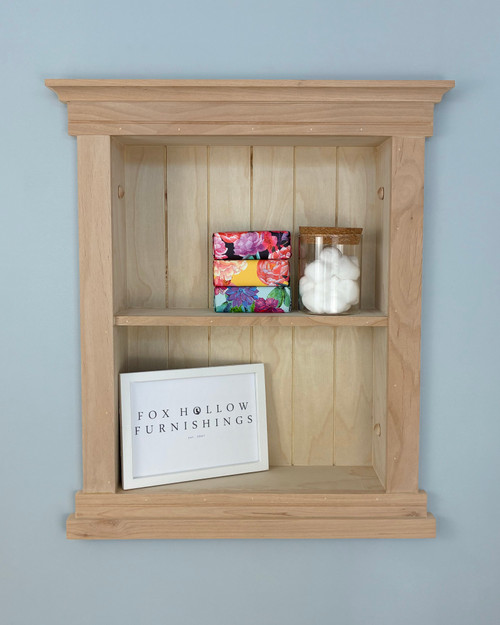 14x18 Unfinished Elliot Craftsman Recessed Wall Niche (w/ beadboard back) by Fox Hollow Furnishings