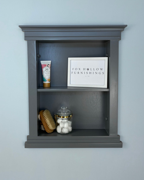 14x18 Dark Gray Elliot Craftsman Recessed Wall Niche (w/ plain back) by Fox Hollow Furnishings