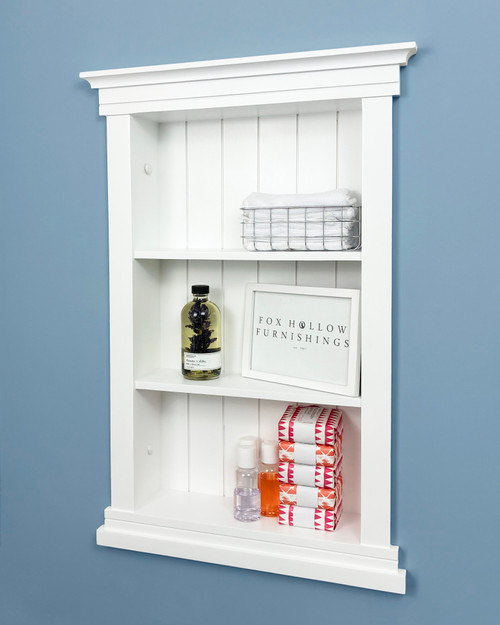 14x24 White Elliot Craftsman Recessed Wall Niche (w/ beadboard back) by Fox Hollow Furnishings