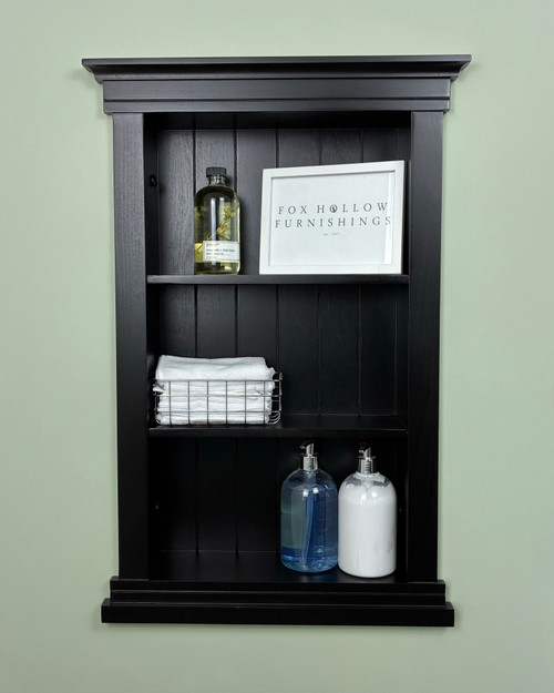 14x24 Black Elliot Craftsman Recessed Wall Niche (w/ beadboard back) by Fox Hollow Furnishings