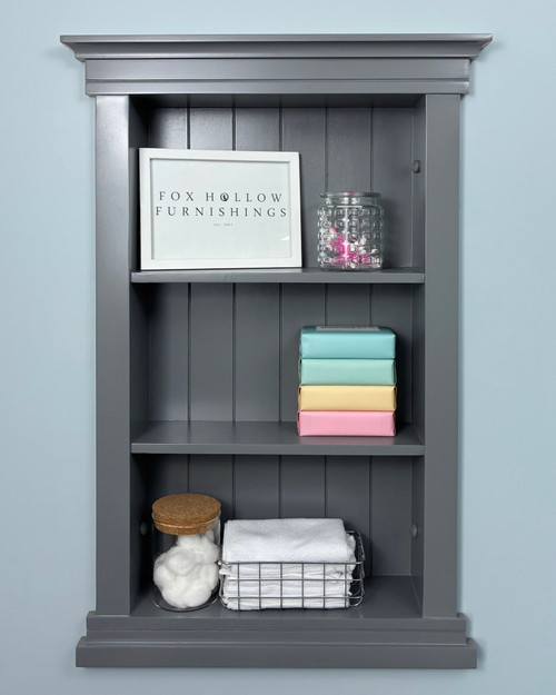14x24 Dark Gray Elliot Craftsman Recessed Wall Niche (w/ beadboard back) by Fox Hollow Furnishings