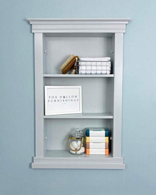 14x24 Light Gray Elliot Craftsman Recessed Wall Niche (w/ plain back) by Fox Hollow Furnishings