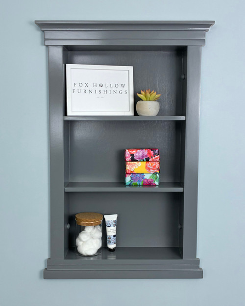 14x24 Dark Gray Elliot Craftsman Recessed Wall Niche (w/ plain back) by Fox Hollow Furnishings