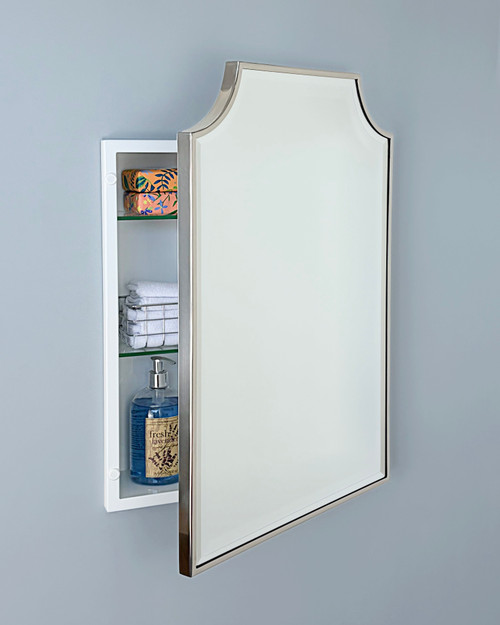 16x20 Andrea Deco Metal Framed Recessed Bathroom Medicine Cabinet with Beveled Mirror, fits 14x18 In-Wall Opening, Chrome