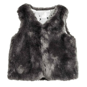 LJYH Baby Girls Dark Gray Faux Fur Sleeveless Vest - 3-6 Months