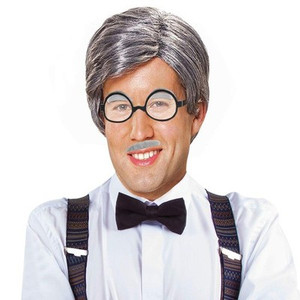 Old Man Costume Wig Set – Gray Wig, Glasses & Mustache for Halloween