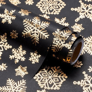 WRAPAHOLIC Black & Gold Snowflake Embossed Kraft Wrapping Paper 16.5ft Roll