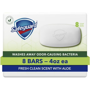Safeguard Antibacterial Bar Soap 8-Pack 4oz Bars with Aloe – Fresh Scent