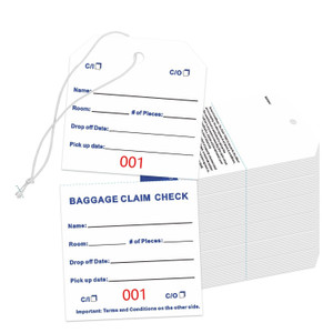 TQQBUU Numbered Baggage Claim Check Tags 001–1000 w/ Transfer Tape & Stub
