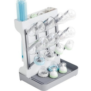 SuoXing 12-Bottle Vertical Baby Bottle Drying Rack – Space-Saving Gray